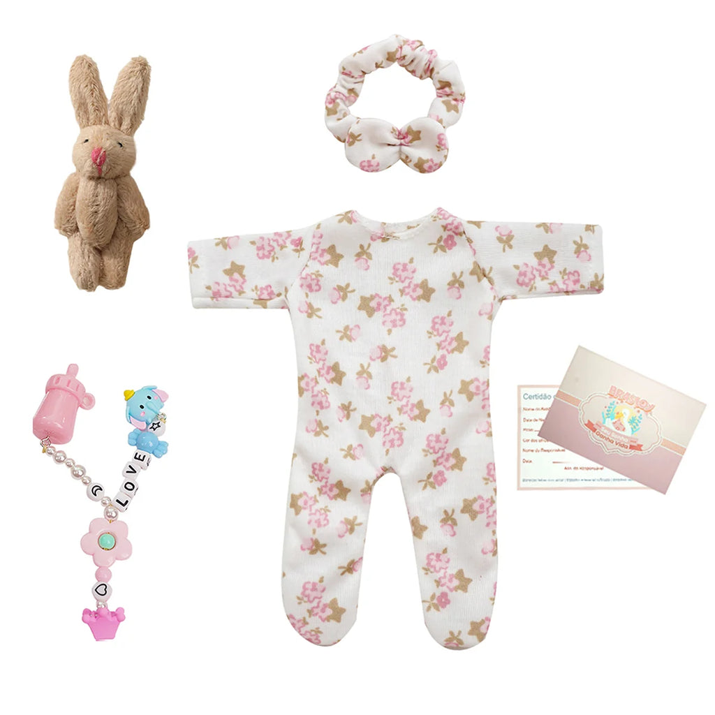 Boneca Bebê Reborn Silicone Sólido 20cm Menina Olho Azul