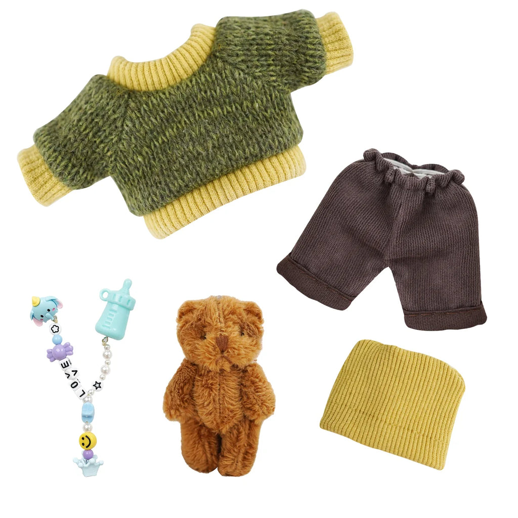 Boneco Bebê Reborn Brastoy Realista Silicone 15cm Conjunto de Roupa Mamadeira e Pelúcia Pode Dar Banho Roupa