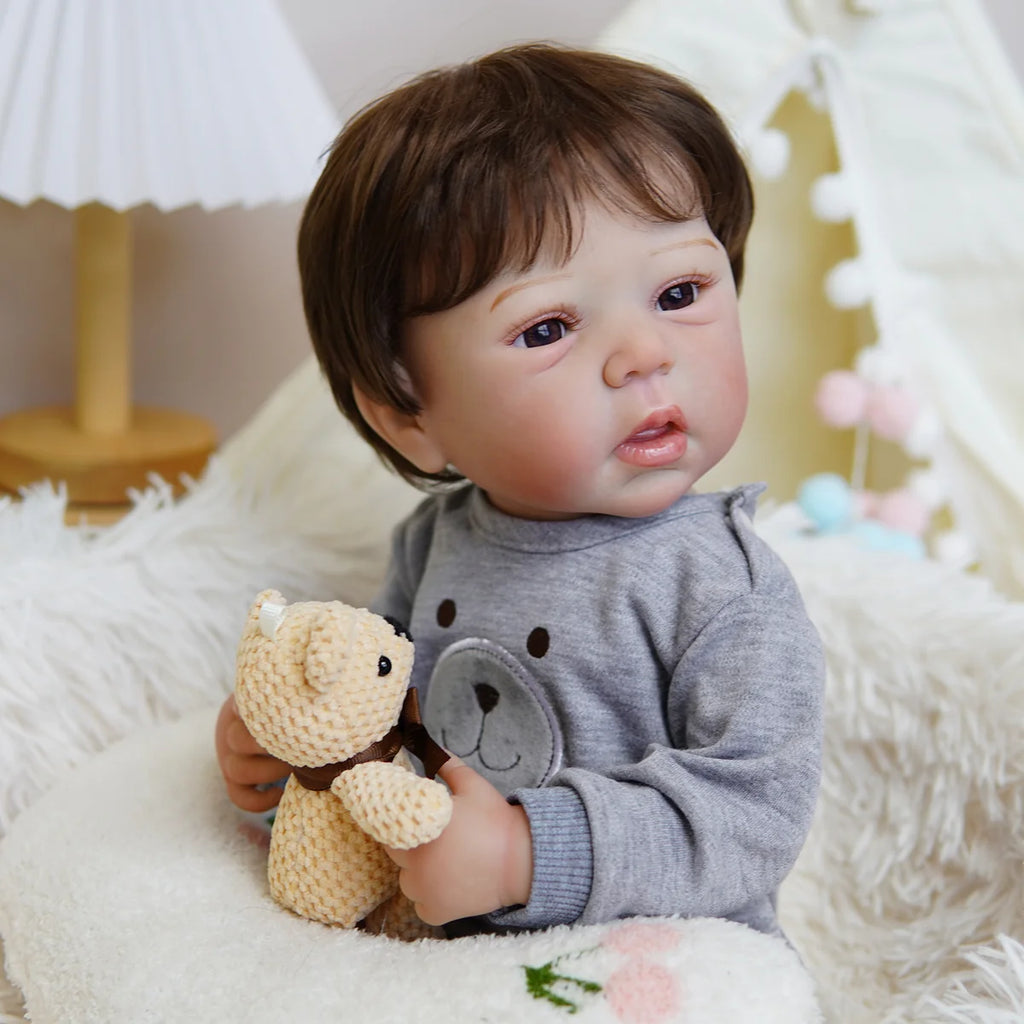 Boneco Bebê Reborn Brastoy Silicone Realista 48cm Kit Acessórios Conjunto Roupa Mamadeira Chupeta Pelúcia Fralda Certidão