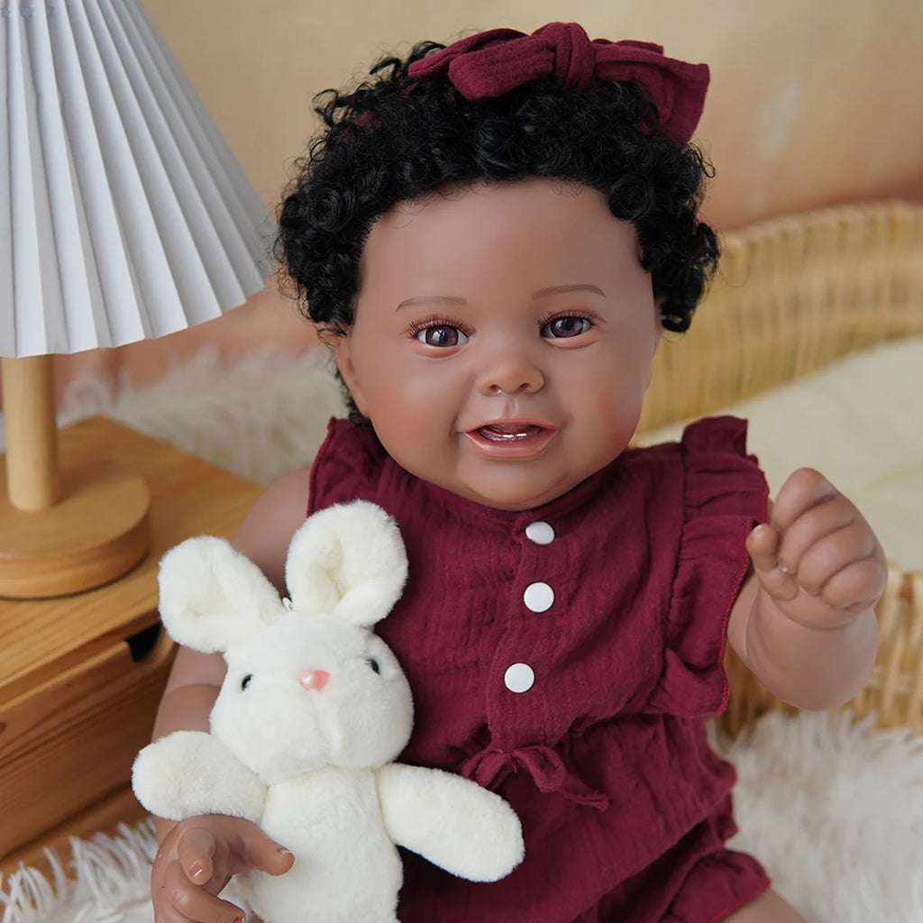 Boneca Bebê Reborn Brastoy Realista Silicone 55cm Conjunto de Roupa Chupeta Mamadeira e Pelúcia Pode Dar Banho Roupa