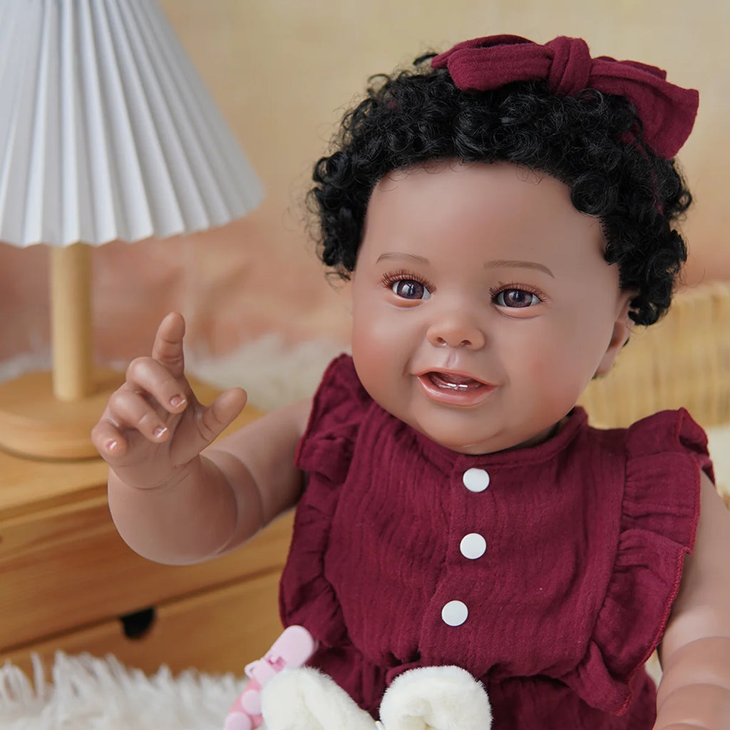Boneca Bebê Reborn Brastoy Realista Silicone 55cm Conjunto de Roupa Chupeta Mamadeira e Pelúcia Pode Dar Banho Roupa