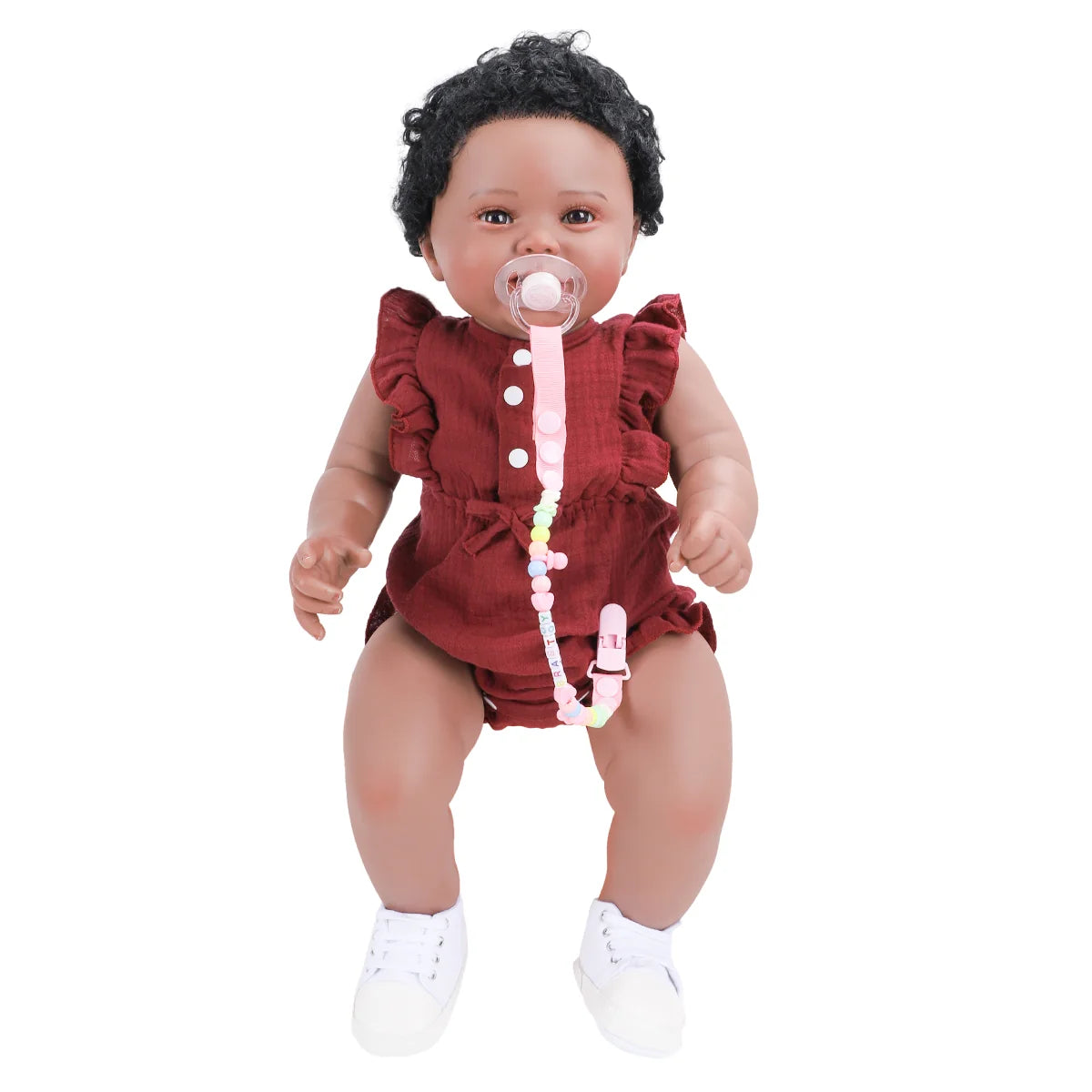 Boneca Bebê Reborn Brastoy Realista Silicone 55cm Conjunto de Roupa Chupeta Mamadeira e Pelúcia Pode Dar Banho Roupa