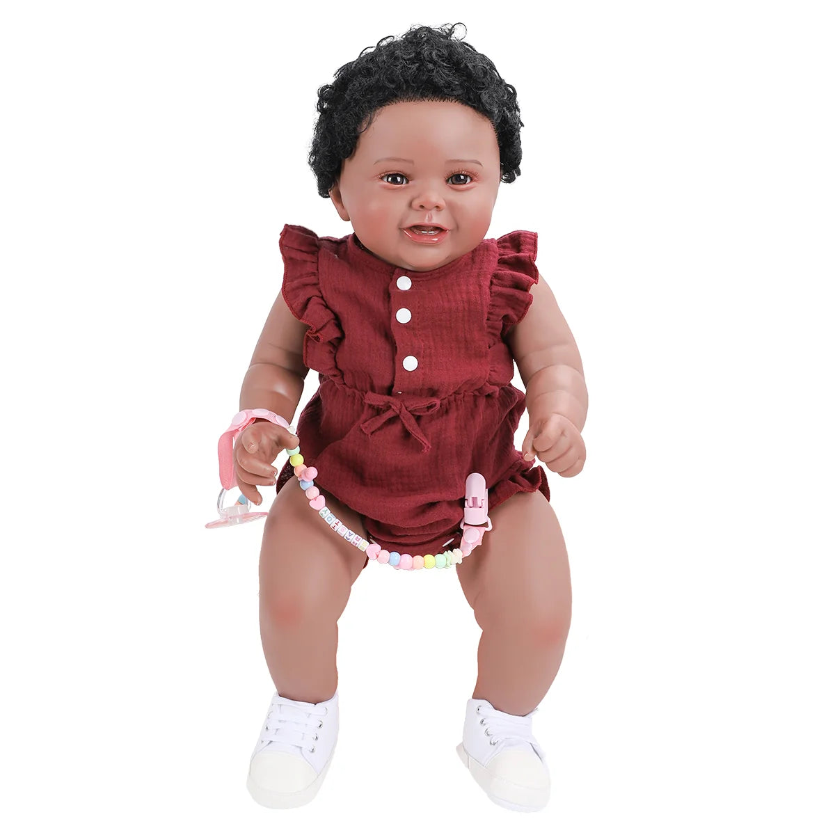 Boneca Bebê Reborn Brastoy Realista Silicone 55cm Conjunto de Roupa Chupeta Mamadeira e Pelúcia Pode Dar Banho Roupa