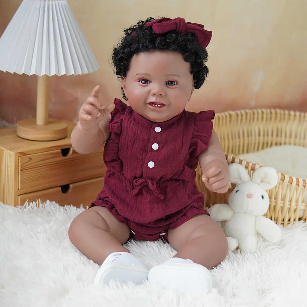 Boneca Bebê Reborn Brastoy Realista Silicone 55cm Conjunto de Roupa Chupeta Mamadeira e Pelúcia Pode Dar Banho Roupa