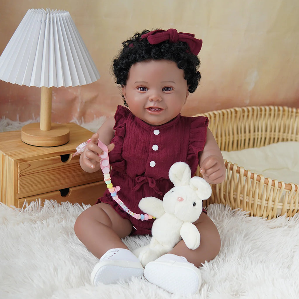 Boneca Bebê Reborn Brastoy Realista Silicone 55cm Conjunto de Roupa Chupeta Mamadeira e Pelúcia Pode Dar Banho Roupa
