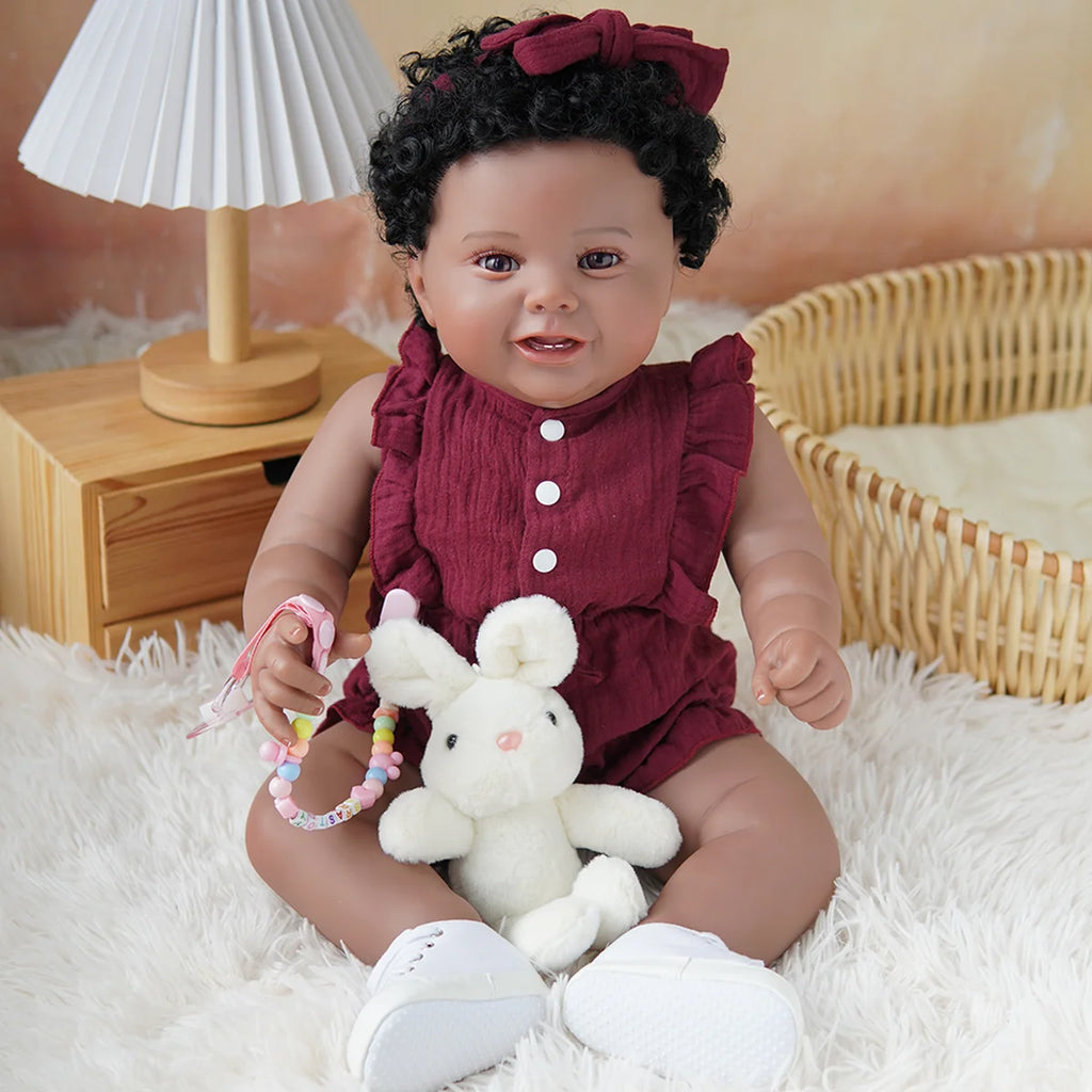 Boneca Bebê Reborn Brastoy Realista Silicone 55cm Conjunto de Roupa Chupeta Mamadeira e Pelúcia Pode Dar Banho Roupa