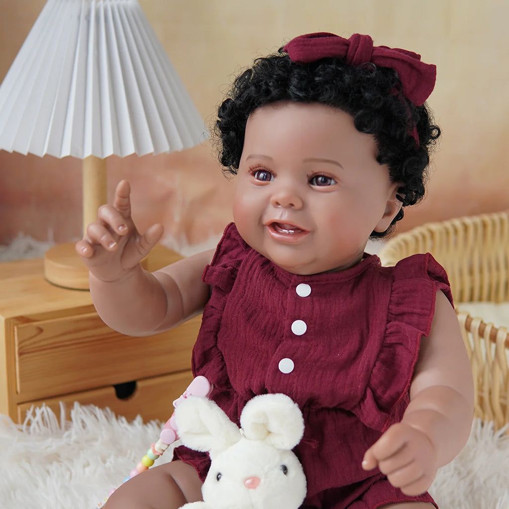 Boneca Bebê Reborn Brastoy Realista Silicone 55cm Conjunto de Roupa Chupeta Mamadeira e Pelúcia Pode Dar Banho Roupa