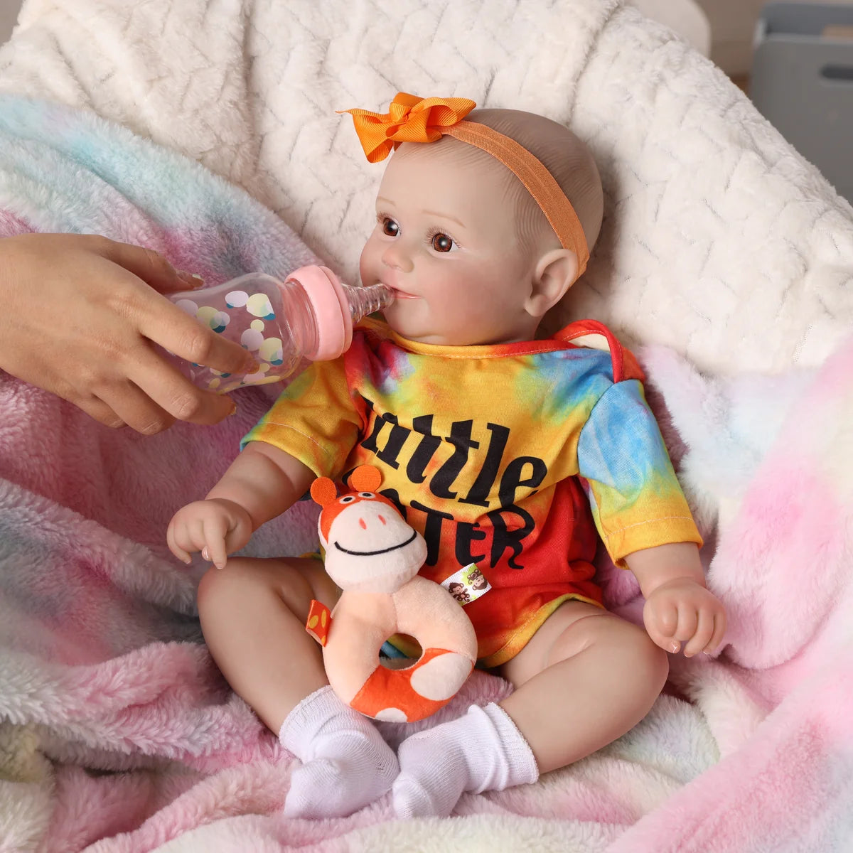 Boneca Bebê Reborn Realista Brastoy Original 48 cm Silicone Kit Conjunto de Roupa Mamadeira Certidão Fralda e Pelúcia
