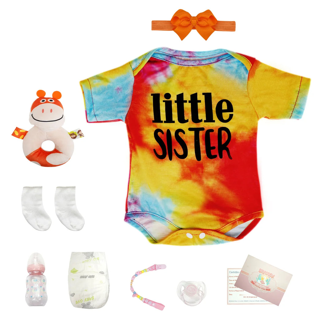 Boneca Bebê Reborn Realista Brastoy Original 48 cm Silicone Kit Conjunto de Roupa Mamadeira Certidão Fralda e Pelúcia