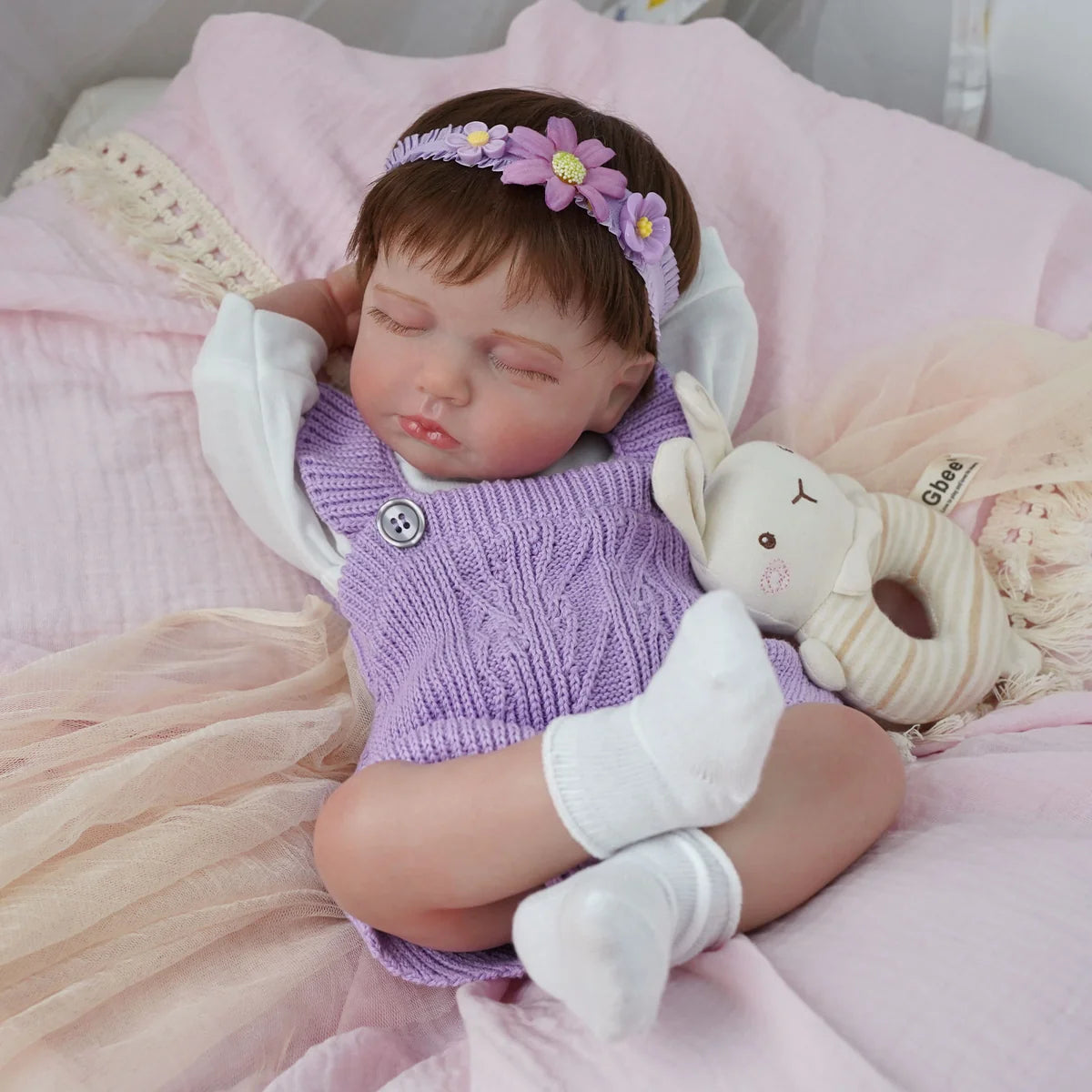Boneca Bebê Reborn Brastoy Realista Silicone 48cm Conjunto de Roupa Chupeta Mamadeira e Pelúcia Pode Dar Banho Roupa