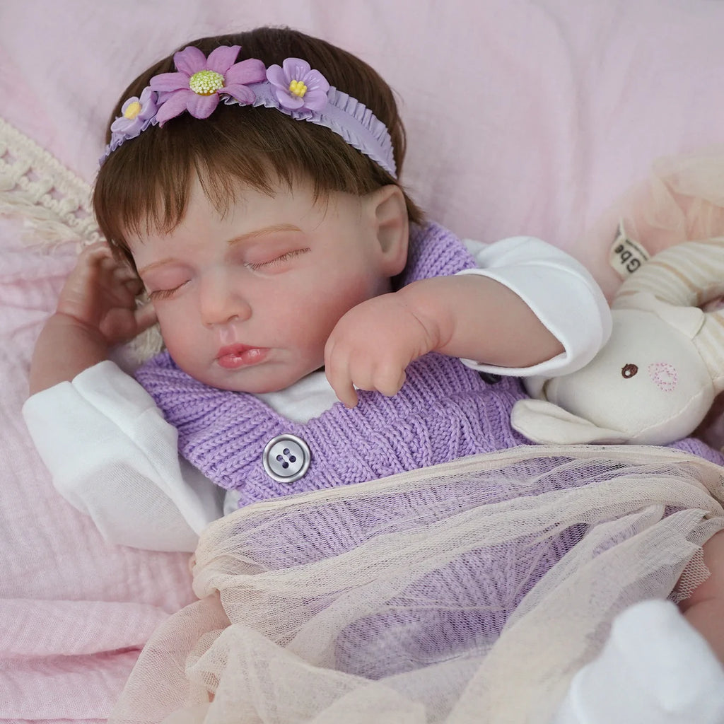 Boneca Bebê Reborn Brastoy Realista Silicone 48cm Conjunto de Roupa Chupeta Mamadeira e Pelúcia Pode Dar Banho Roupa
