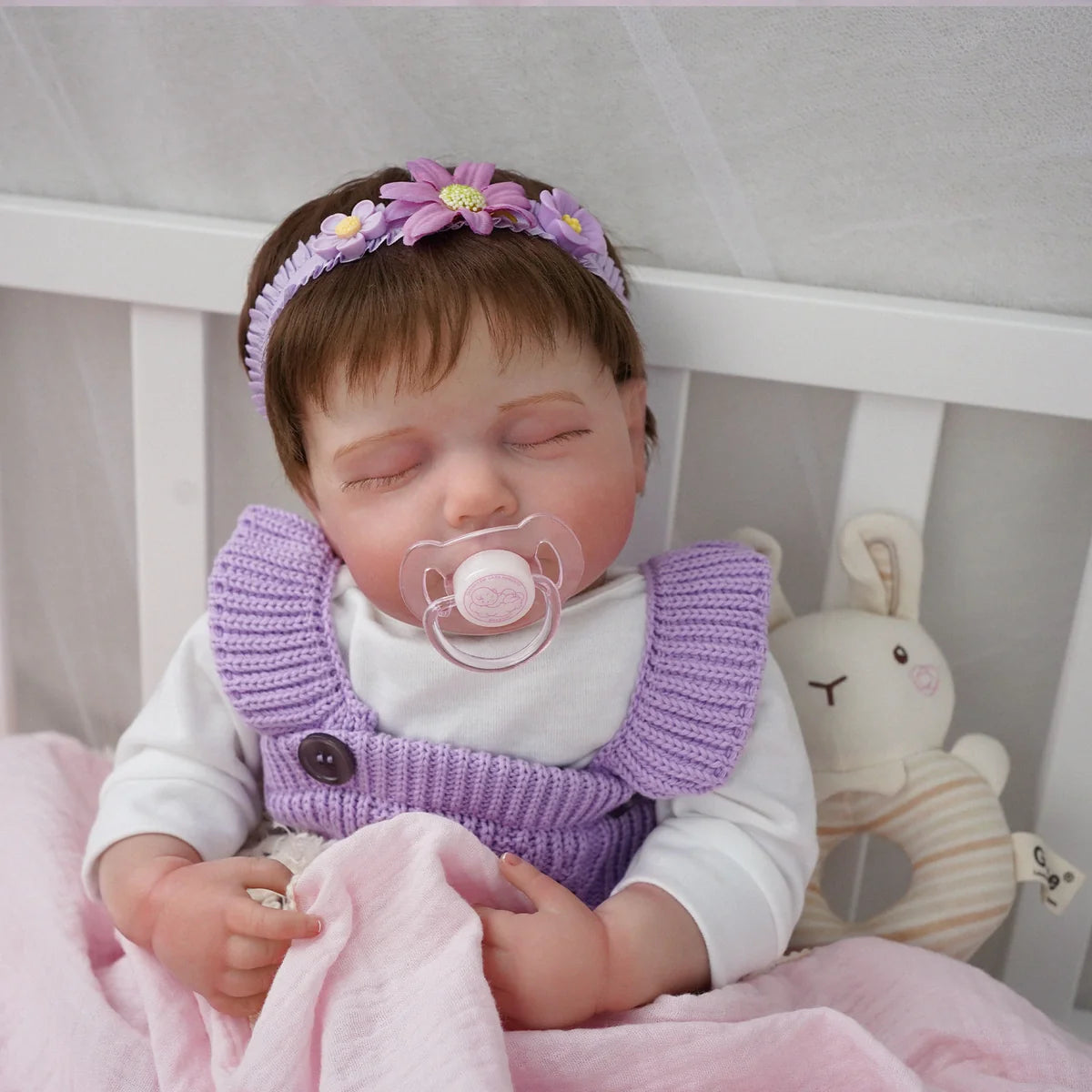 Boneca Bebê Reborn Brastoy Realista Silicone 48cm Conjunto de Roupa Chupeta Mamadeira e Pelúcia Pode Dar Banho Roupa