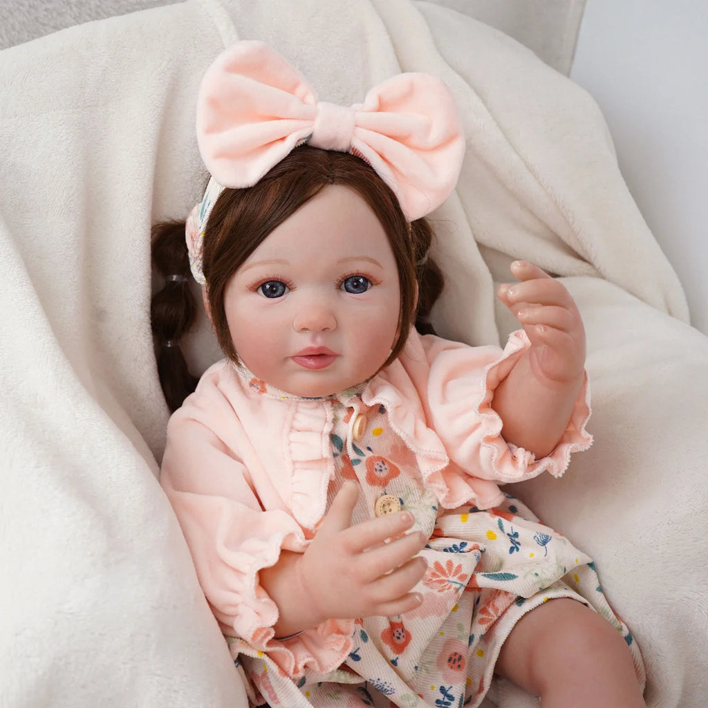 Bebê Reborn Boneca Realista Brastoy 55cm Boneca de Silicone Kit Conjunto de Roupa Chupeta Mamadeira e Pelúcia Original