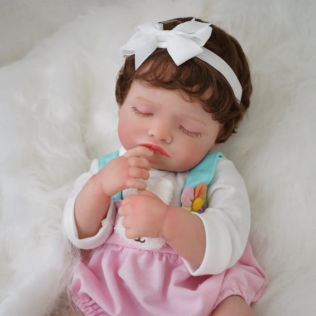 Boneca Bebê Reborn Realista Brastoy Original 48 cm Silicone Kit Conjunto de Roupa Mamadeira Chupeta Certidão Fralda e Pelúcia