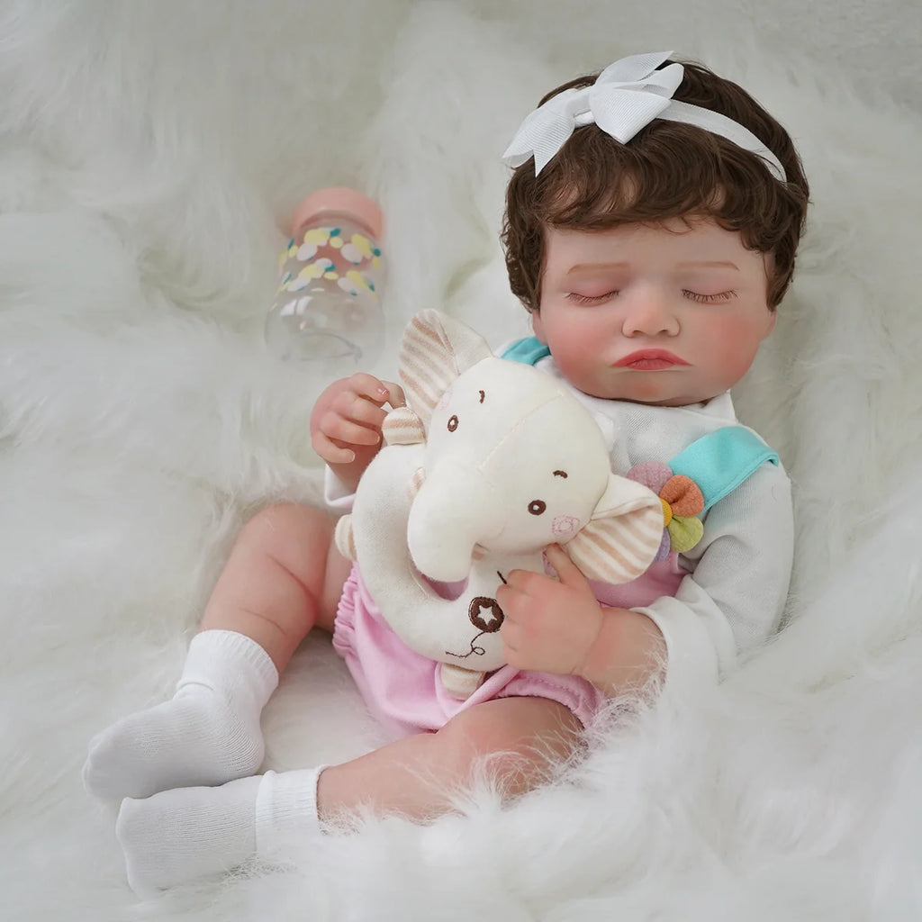 Boneca Bebê Reborn Realista Brastoy Original 48 cm Silicone Kit Conjunto de Roupa Mamadeira Chupeta Certidão Fralda e Pelúcia