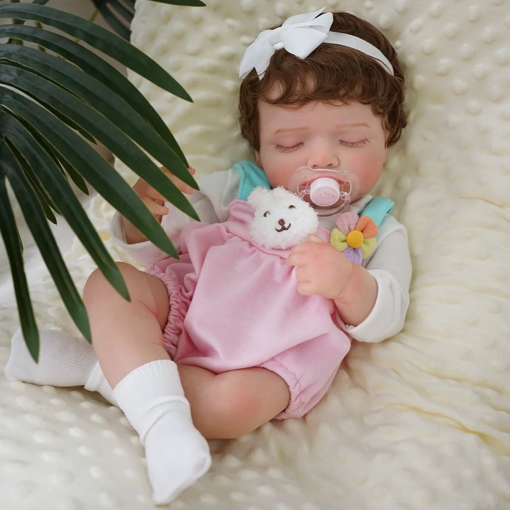 Boneca Bebê Reborn Realista Brastoy Original 48 cm Silicone Kit Conjunto de Roupa Mamadeira Chupeta Certidão Fralda e Pelúcia
