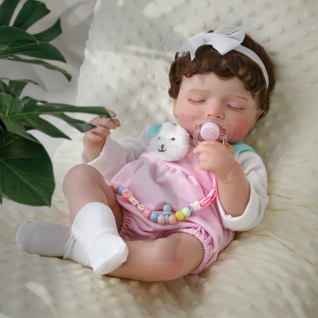 Boneca Bebê Reborn Realista Brastoy Original 48 cm Silicone Kit Conjunto de Roupa Mamadeira Chupeta Certidão Fralda e Pelúcia