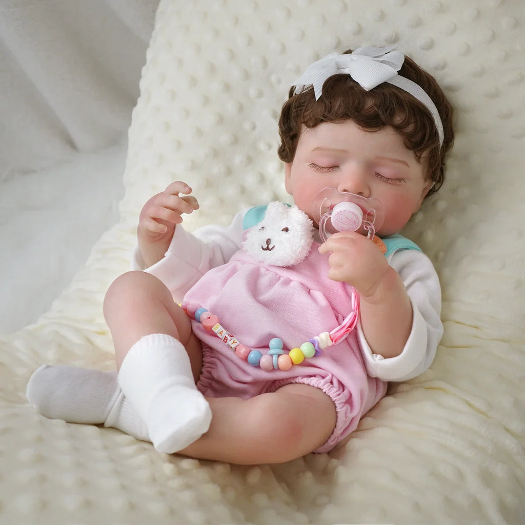 Boneca Bebê Reborn Realista Brastoy Original 48 cm Silicone Kit Conjunto de Roupa Mamadeira Chupeta Certidão Fralda e Pelúcia
