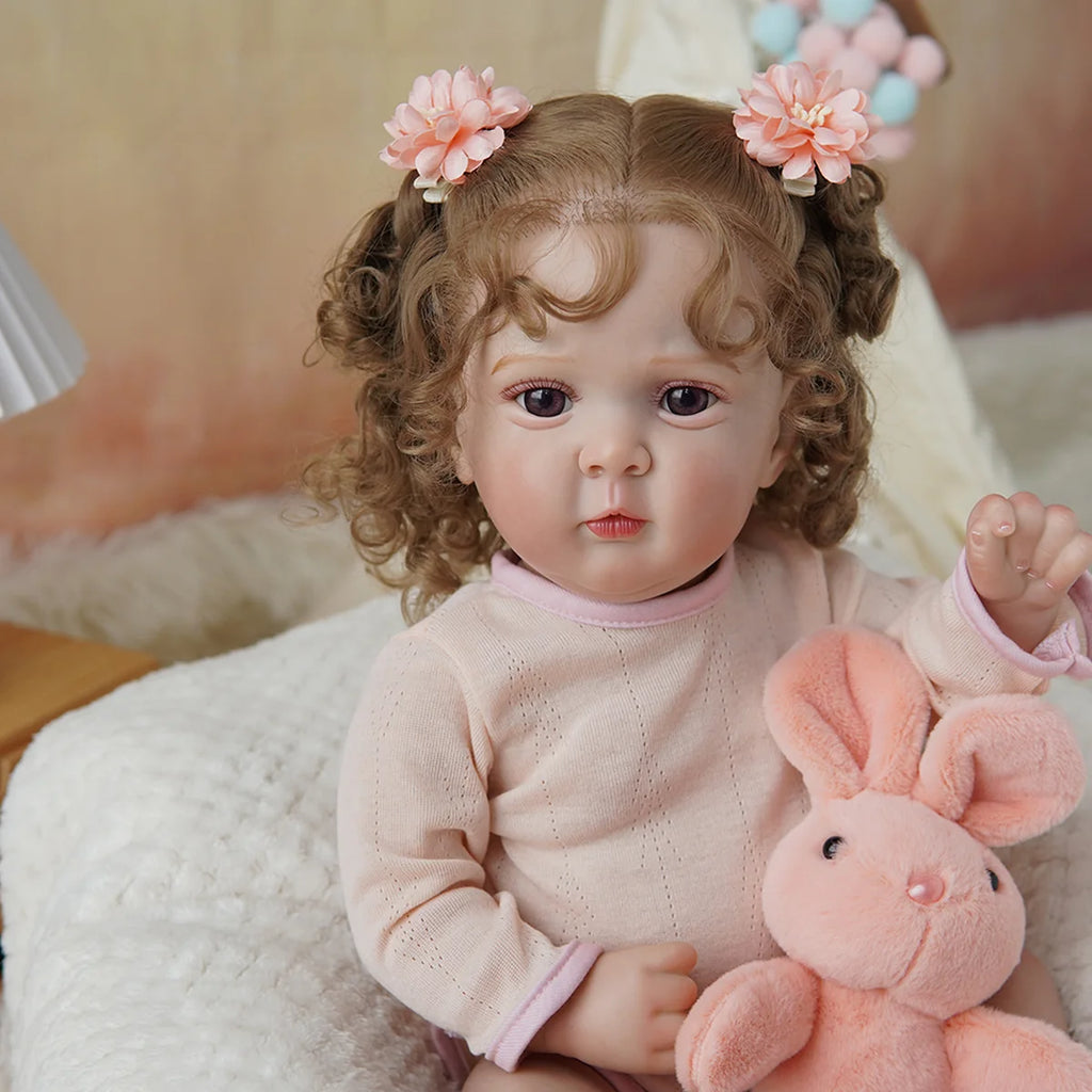 Boneca Bebê Reborn Brastoy Realista Silicone 48cm Conjunto de Roupa Chupeta Mamadeira e Pelúcia Pode Dar Banho Roupa