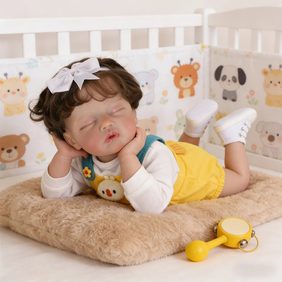 Boneca Bebê Reborn Silicone Realista 48cm Menina Olho fechado Pode dar Banho Brastoy