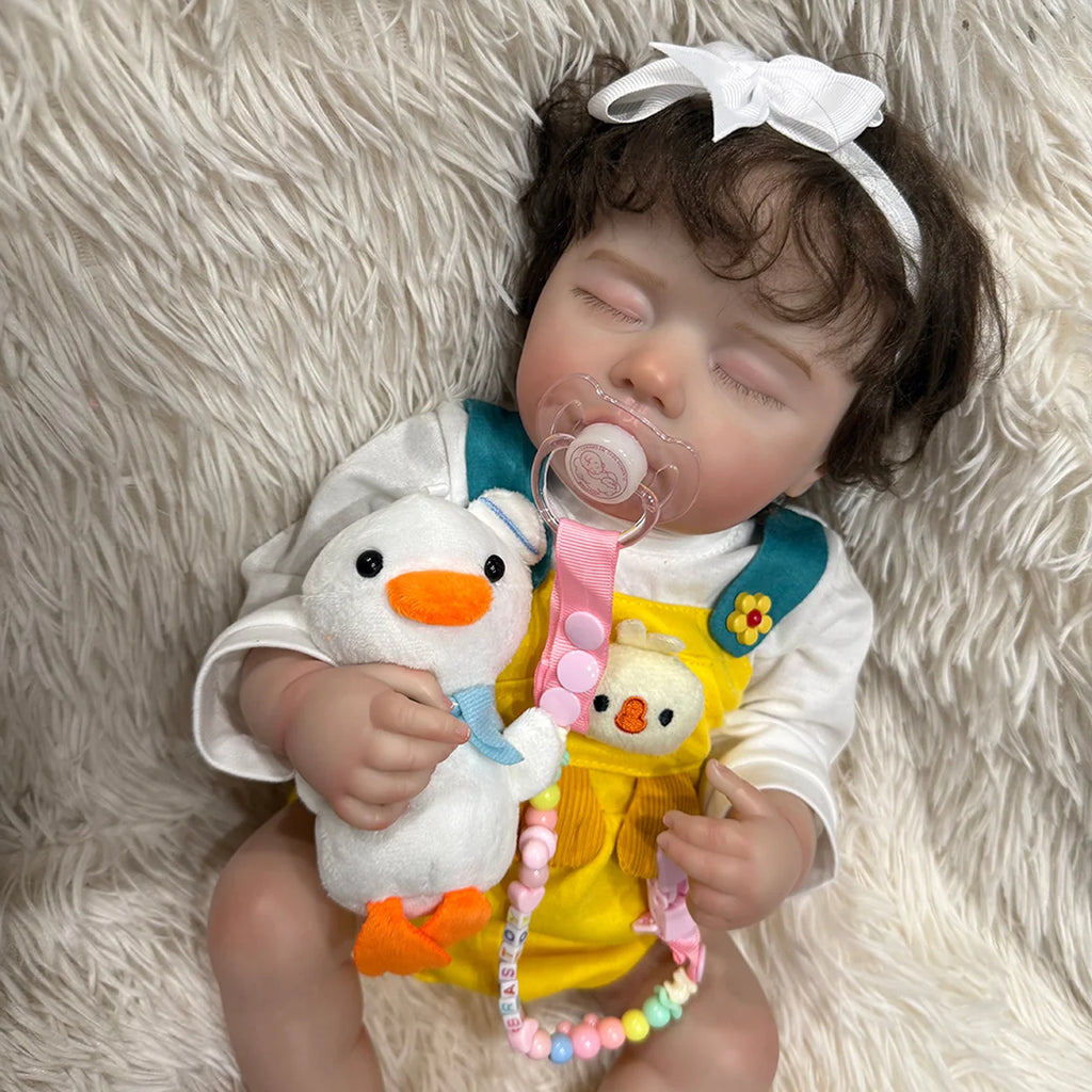 Boneca Bebê Reborn Silicone Realista 48cm Menina Olho fechado Pode dar Banho Brastoy