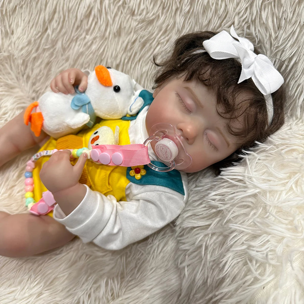 Boneca Bebê Reborn Silicone Realista 48cm Menina Olho fechado Pode dar Banho Brastoy