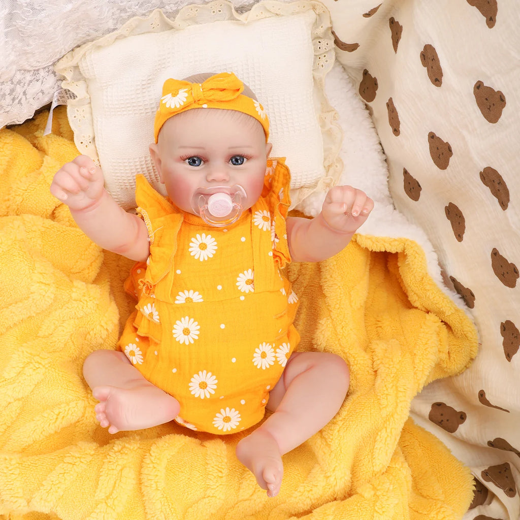 Bebê Reborn Boneca Corpo de silicone Pode Dar Banho 48cm Conjunto de Roupa Chupeta Mamadeira Fralda Certidão e Pelúcia Brastoy