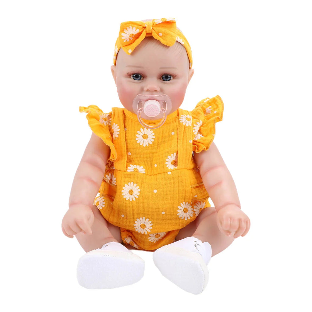 Bebê Reborn Boneca Corpo de silicone Pode Dar Banho 48cm Conjunto de Roupa Chupeta Mamadeira Fralda Certidão e Pelúcia Brastoy