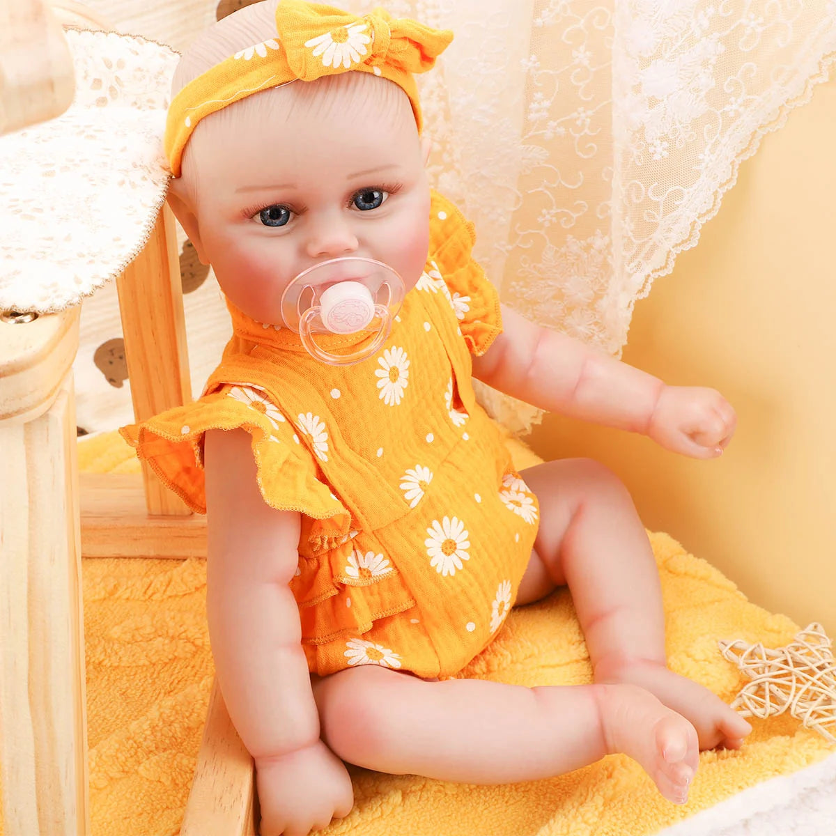 Bebê Reborn Boneca Corpo de silicone Pode Dar Banho 48cm Conjunto de Roupa Chupeta Mamadeira Fralda Certidão e Pelúcia Brastoy