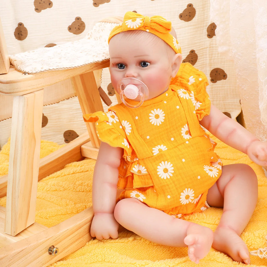 Bebê Reborn Boneca Corpo de silicone Pode Dar Banho 48cm Conjunto de Roupa Chupeta Mamadeira Fralda Certidão e Pelúcia Brastoy