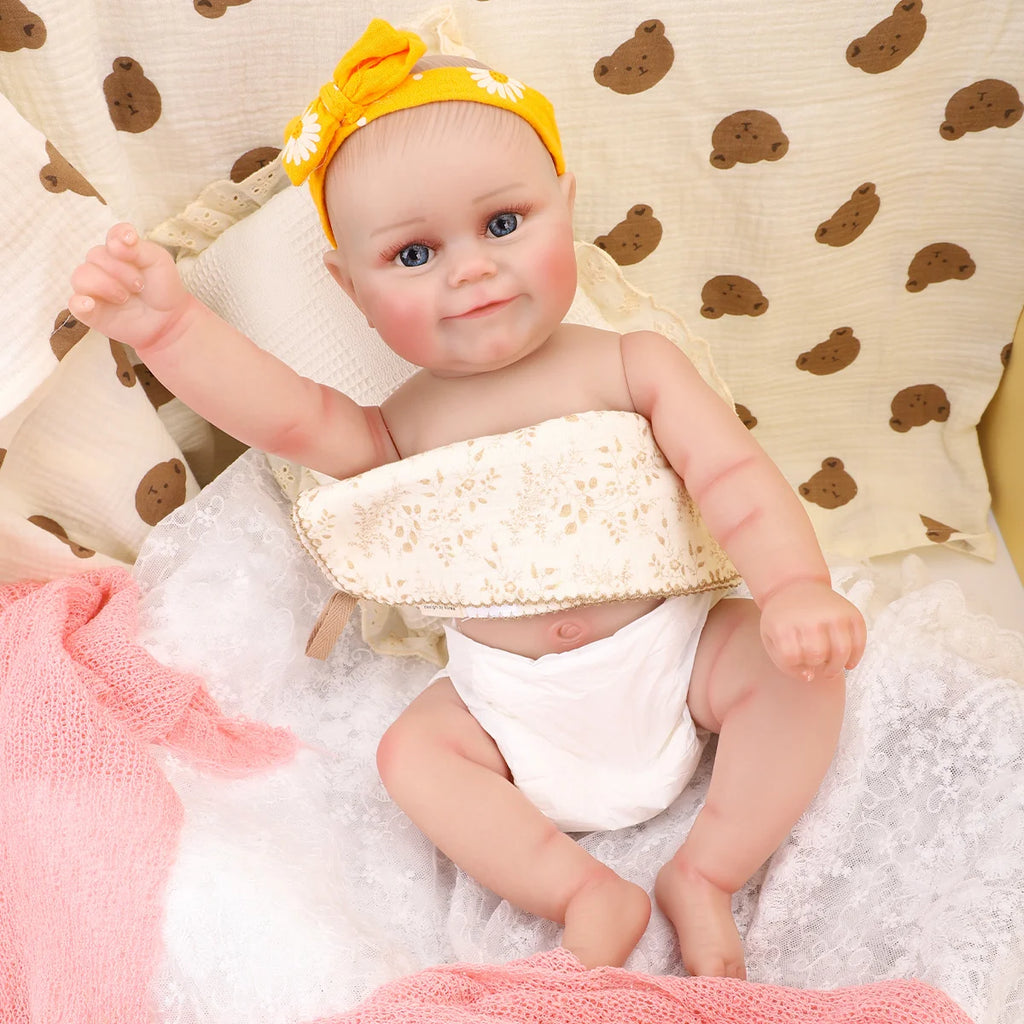 Bebê Reborn Boneca Corpo de silicone Pode Dar Banho 48cm Conjunto de Roupa Chupeta Mamadeira Fralda Certidão e Pelúcia Brastoy