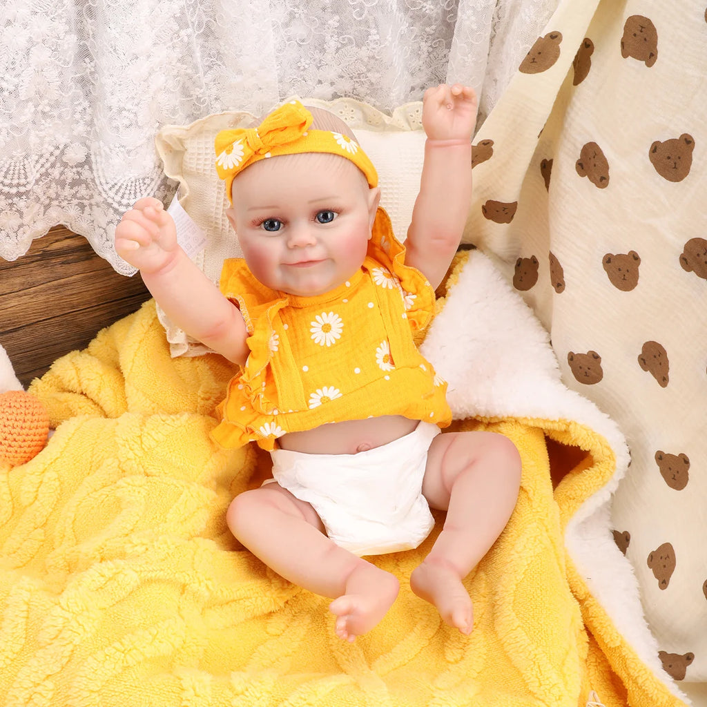Bebê Reborn Boneca Corpo de silicone Pode Dar Banho 48cm Conjunto de Roupa Chupeta Mamadeira Fralda Certidão e Pelúcia Brastoy