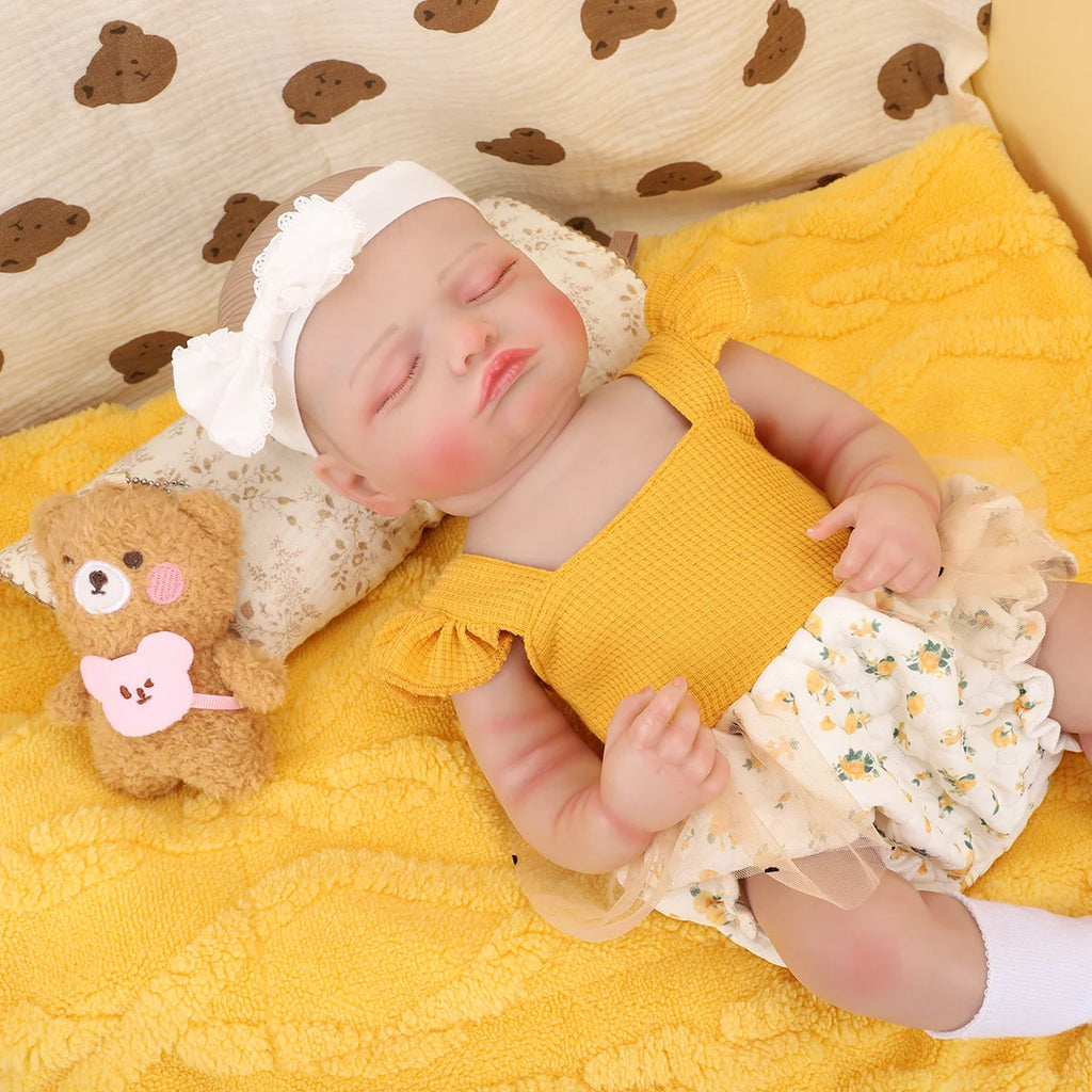 Bebê Reborn Boneca Corpo de silicone Pode Dar Banho 48cm Conjunto de Roupa Chupeta Mamadeira Fralda Certidão e Pelúcia Brastoy