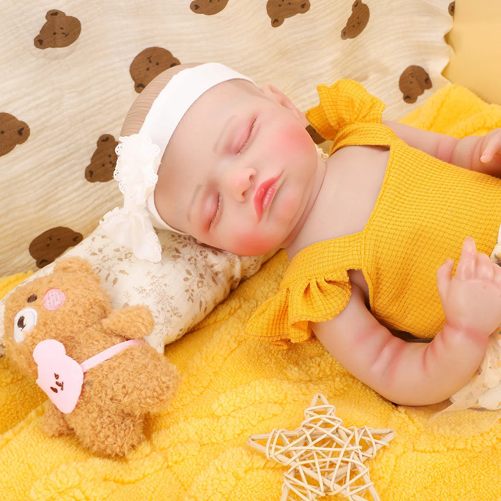 Bebê Reborn Boneca Corpo de silicone Pode Dar Banho 48cm Conjunto de Roupa Chupeta Mamadeira Fralda Certidão e Pelúcia Brastoy