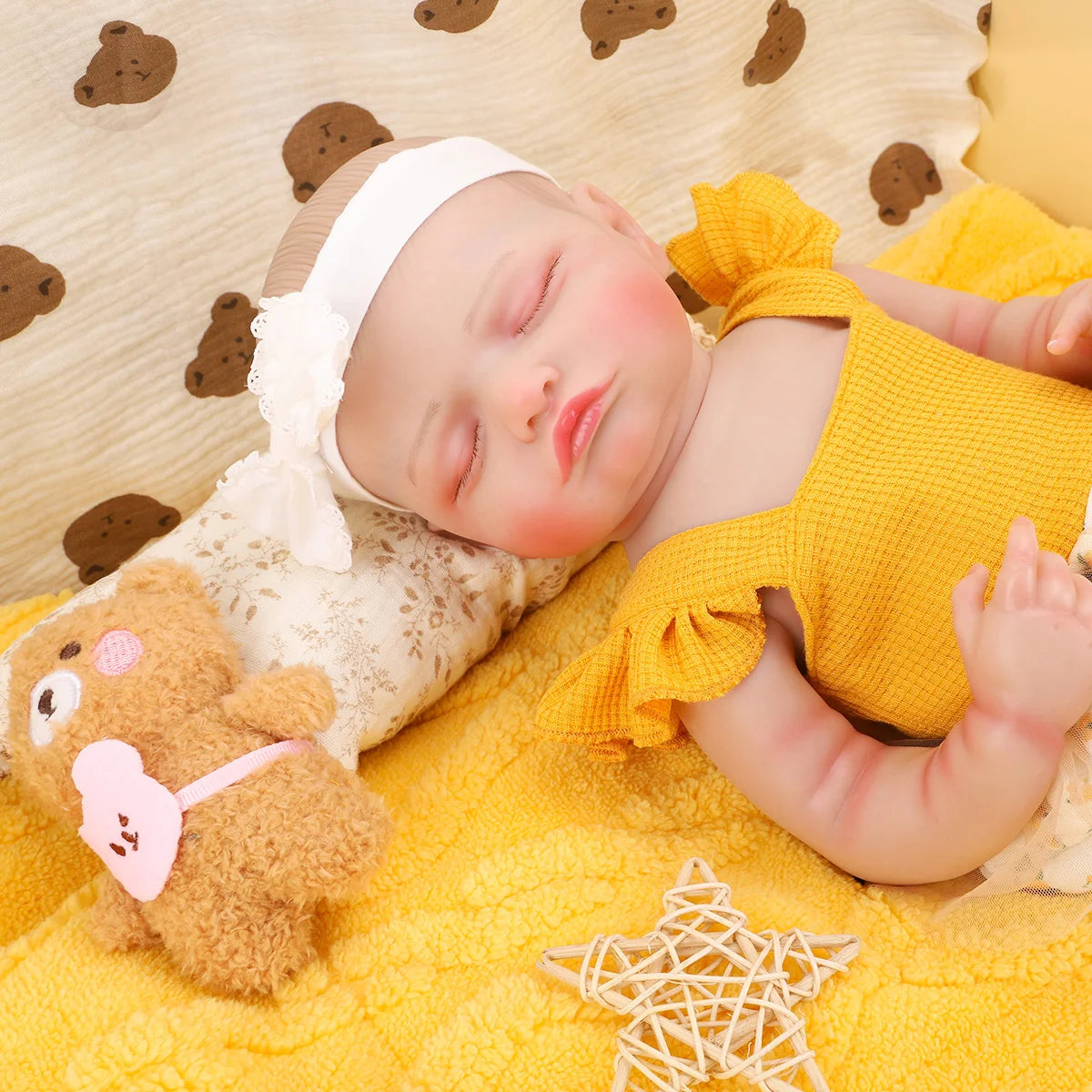 Bebê Reborn Boneca Corpo de silicone Pode Dar Banho 48cm Conjunto de Roupa Chupeta Mamadeira Fralda Certidão e Pelúcia Brastoy