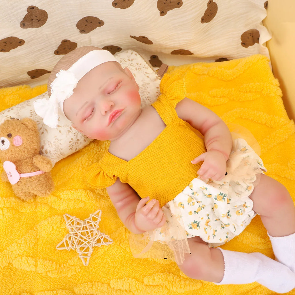 Bebê Reborn Boneca Corpo de silicone Pode Dar Banho 48cm Conjunto de Roupa Chupeta Mamadeira Fralda Certidão e Pelúcia Brastoy