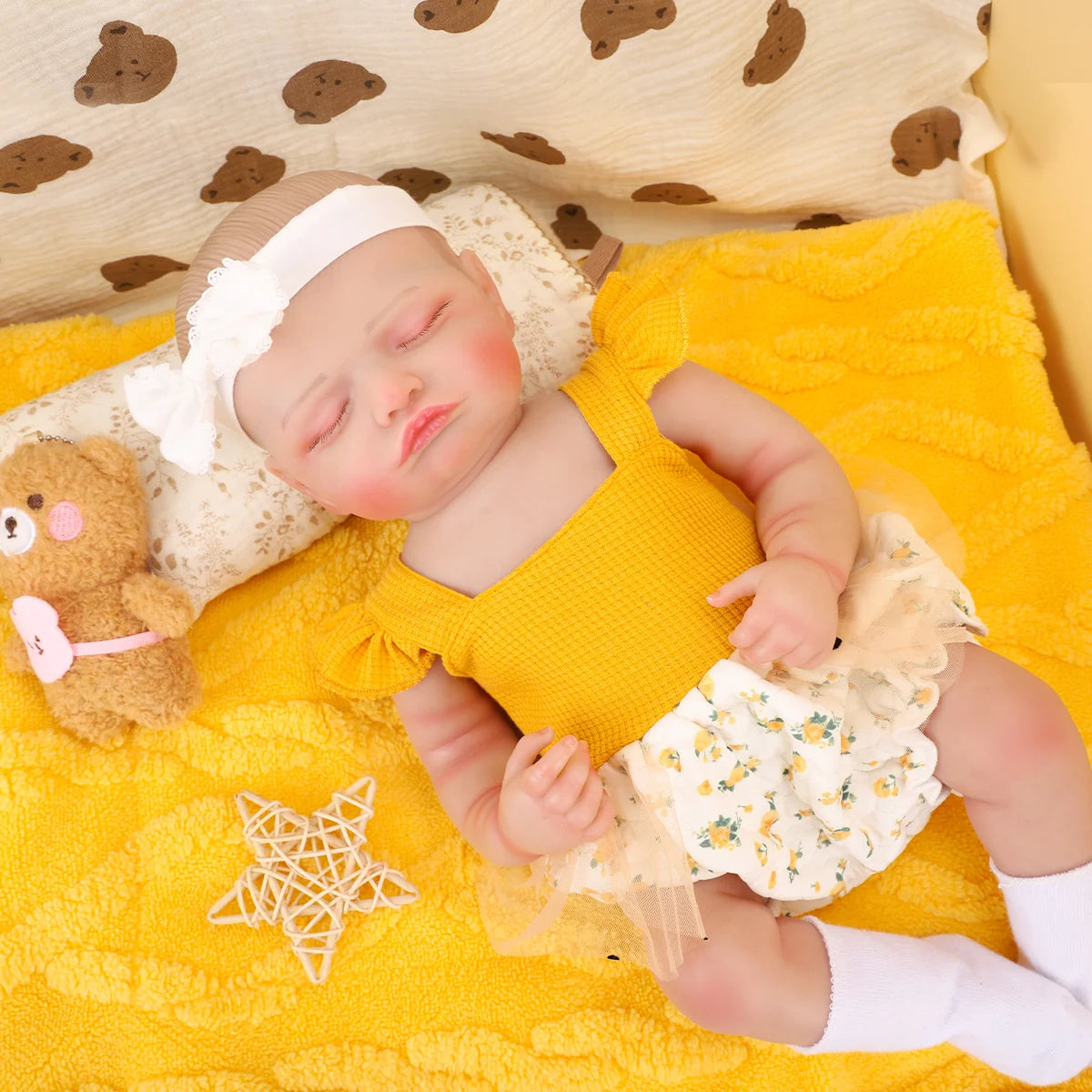Bebê Reborn Boneca Corpo de silicone Pode Dar Banho 48cm Conjunto de Roupa Chupeta Mamadeira Fralda Certidão e Pelúcia Brastoy