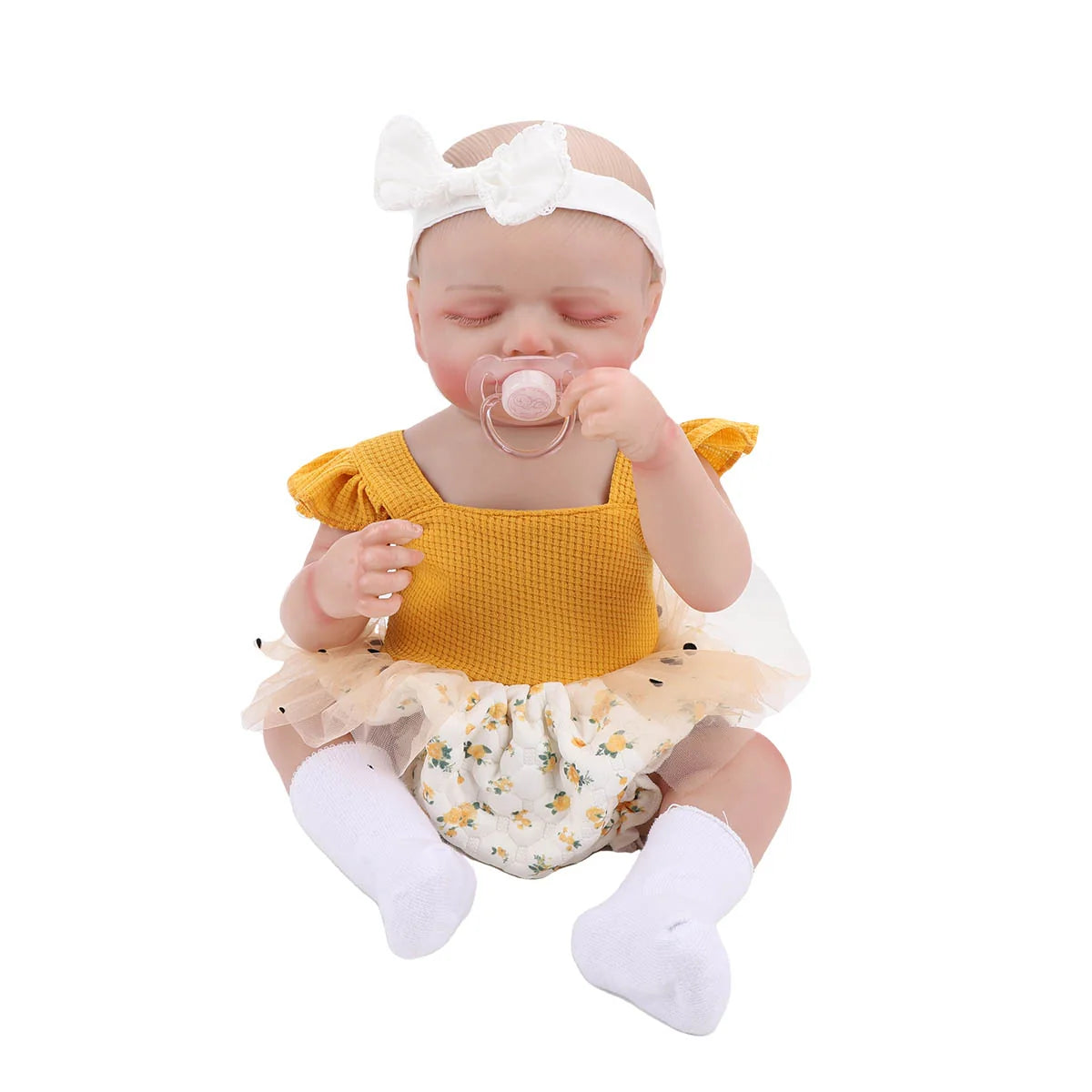 Bebê Reborn Boneca Corpo de silicone Pode Dar Banho 48cm Conjunto de Roupa Chupeta Mamadeira Fralda Certidão e Pelúcia Brastoy