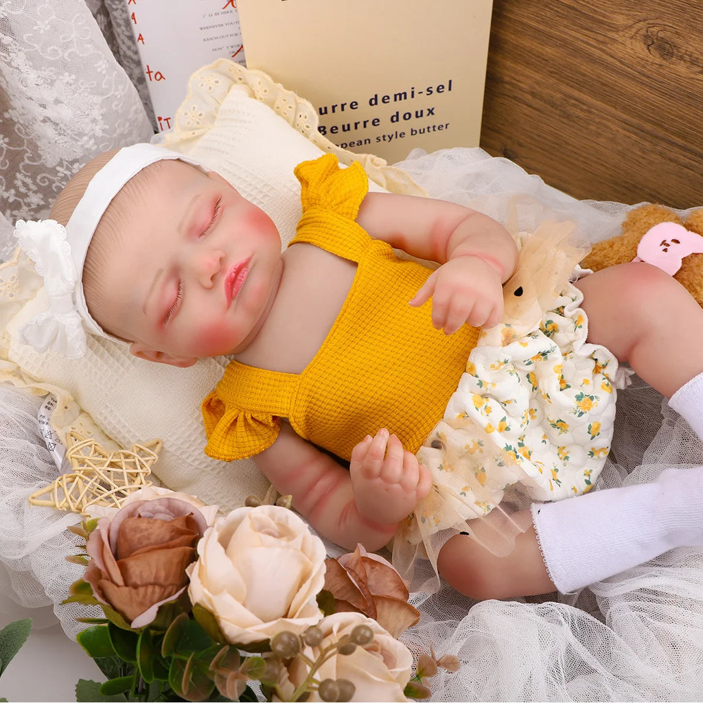 Bebê Reborn Boneca Corpo de silicone Pode Dar Banho 48cm Conjunto de Roupa Chupeta Mamadeira Fralda Certidão e Pelúcia Brastoy