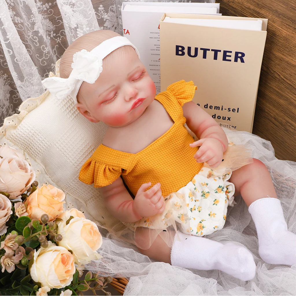 Bebê Reborn Boneca Corpo de silicone Pode Dar Banho 48cm Conjunto de Roupa Chupeta Mamadeira Fralda Certidão e Pelúcia Brastoy