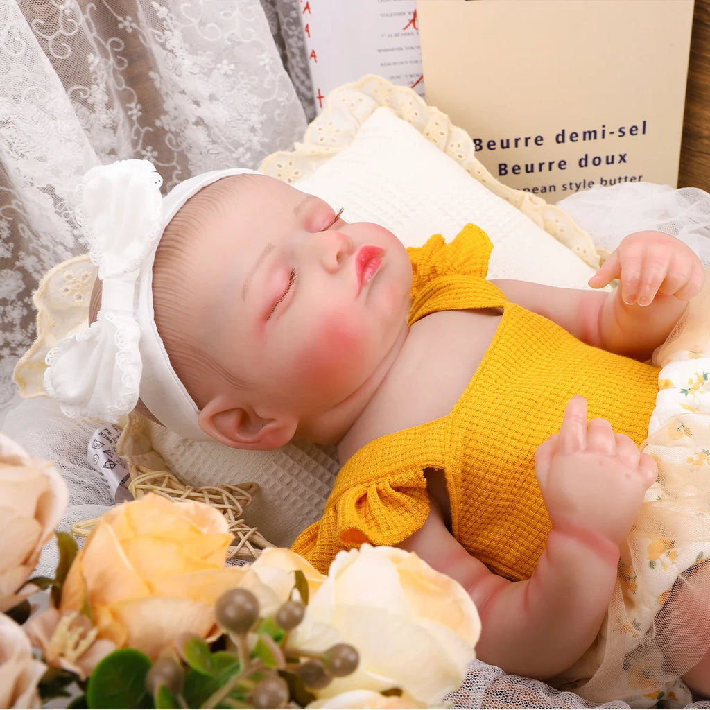 Bebê Reborn Boneca Corpo de silicone Pode Dar Banho 48cm Conjunto de Roupa Chupeta Mamadeira Fralda Certidão e Pelúcia Brastoy