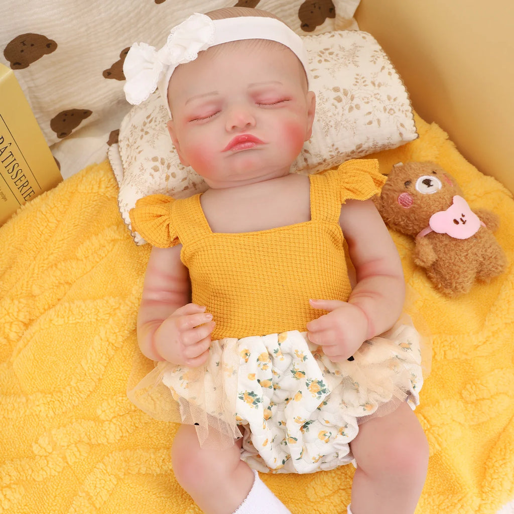 Bebê Reborn Boneca Corpo de silicone Pode Dar Banho 48cm Conjunto de Roupa Chupeta Mamadeira Fralda Certidão e Pelúcia Brastoy