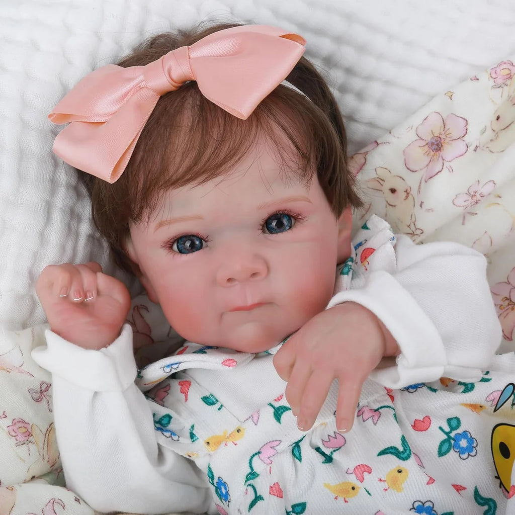 Bebê Reborn Boneca Corpo de silicone Pode Dar Banho 48cm Conjunto de Roupa Chupeta Mamadeira Fralda Certidão e Pelúcia Brastoy