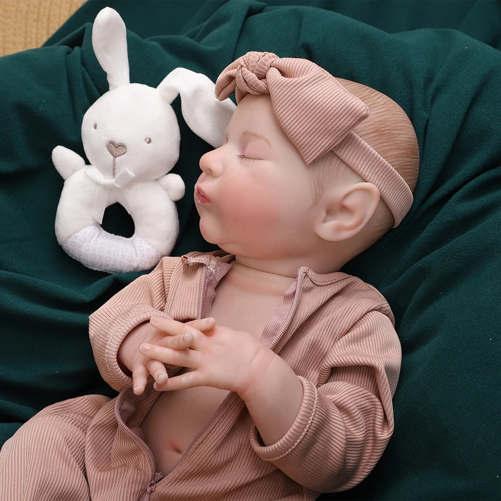 Boneca Bebê Reborn Brastoy Realista Silicone 48cm Conjunto de Roupa Chupeta Mamadeira Fralda Certidão e Pelúcia Pode Dar Banho Roupa