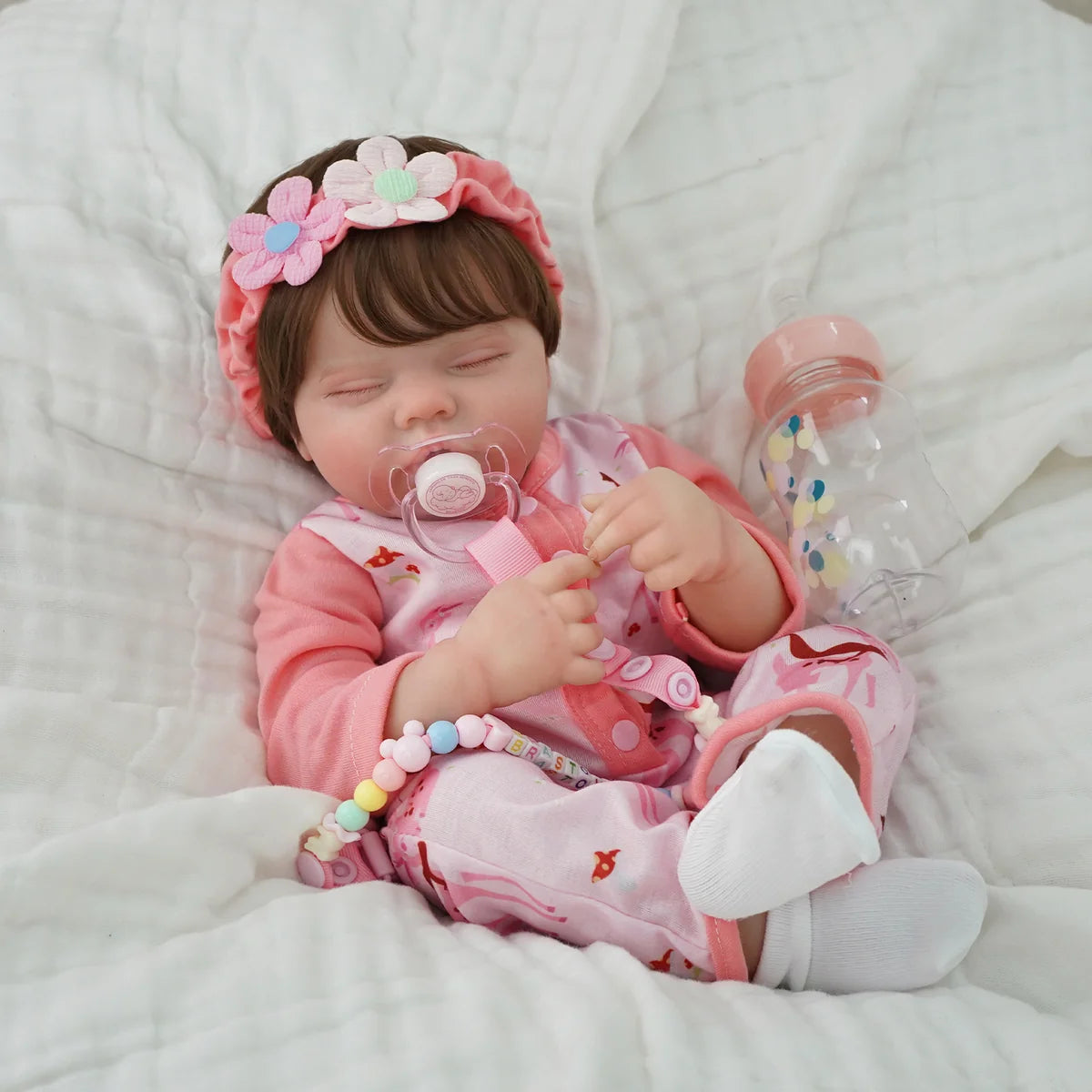 Boneca Bebê Reborn de Silicone 48cm Menina Pode dar Banho Brastoy Com Acessórios