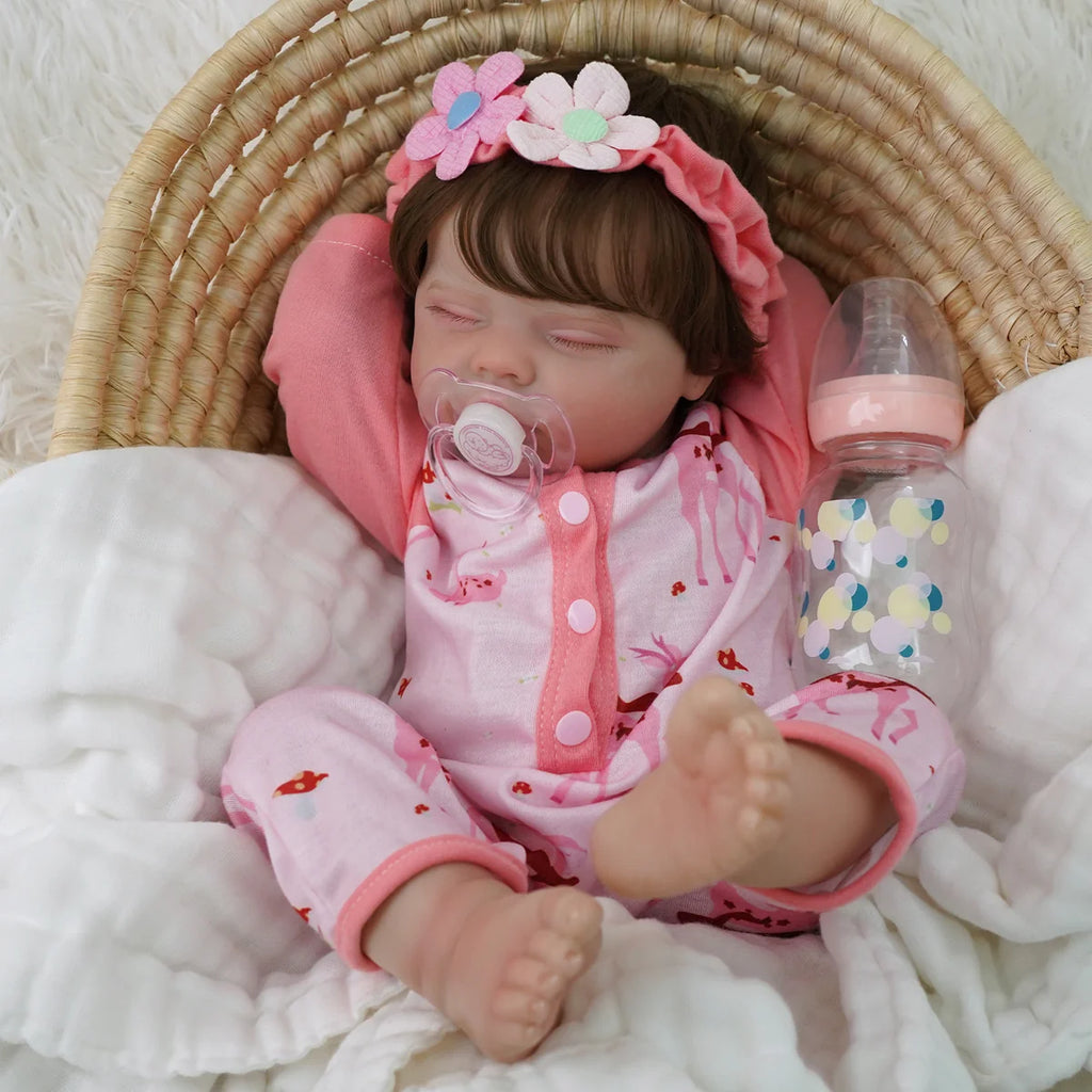 Boneca Bebê Reborn de Silicone 48cm Menina Pode dar Banho Brastoy Com Acessórios