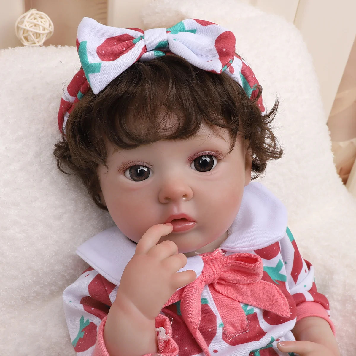 Boneca Bebê Reborn 48cm Menina Olho Castanho Pode dar Banho Com Acessórios Brastoy