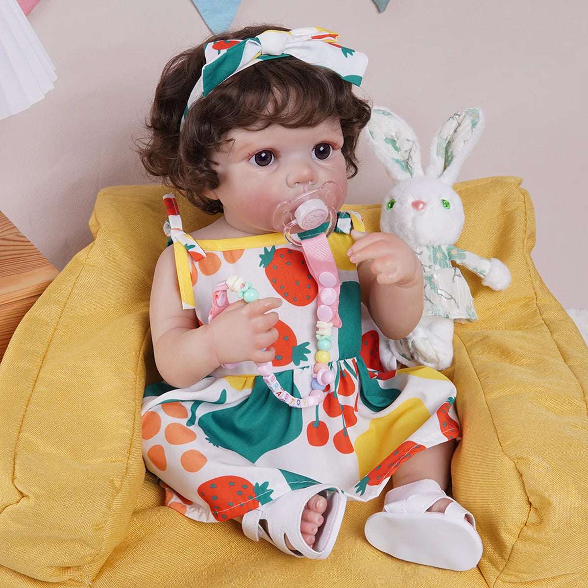 Boneca Bebê Reborn Silicone 48cm Menina Pode dar Banho com Acessórios Brastoy