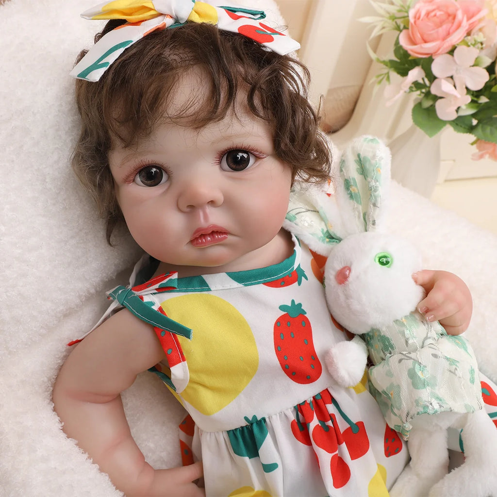 Boneca Bebê Reborn Silicone 48cm Menina Pode dar Banho com Acessórios Brastoy