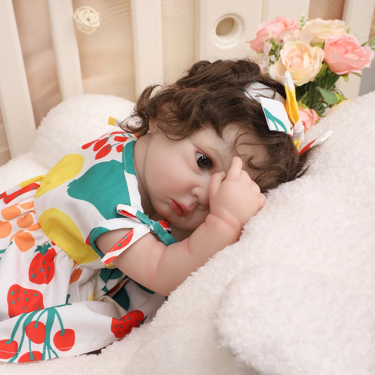 Boneca Bebê Reborn Silicone 48cm Menina Pode dar Banho com Acessórios Brastoy